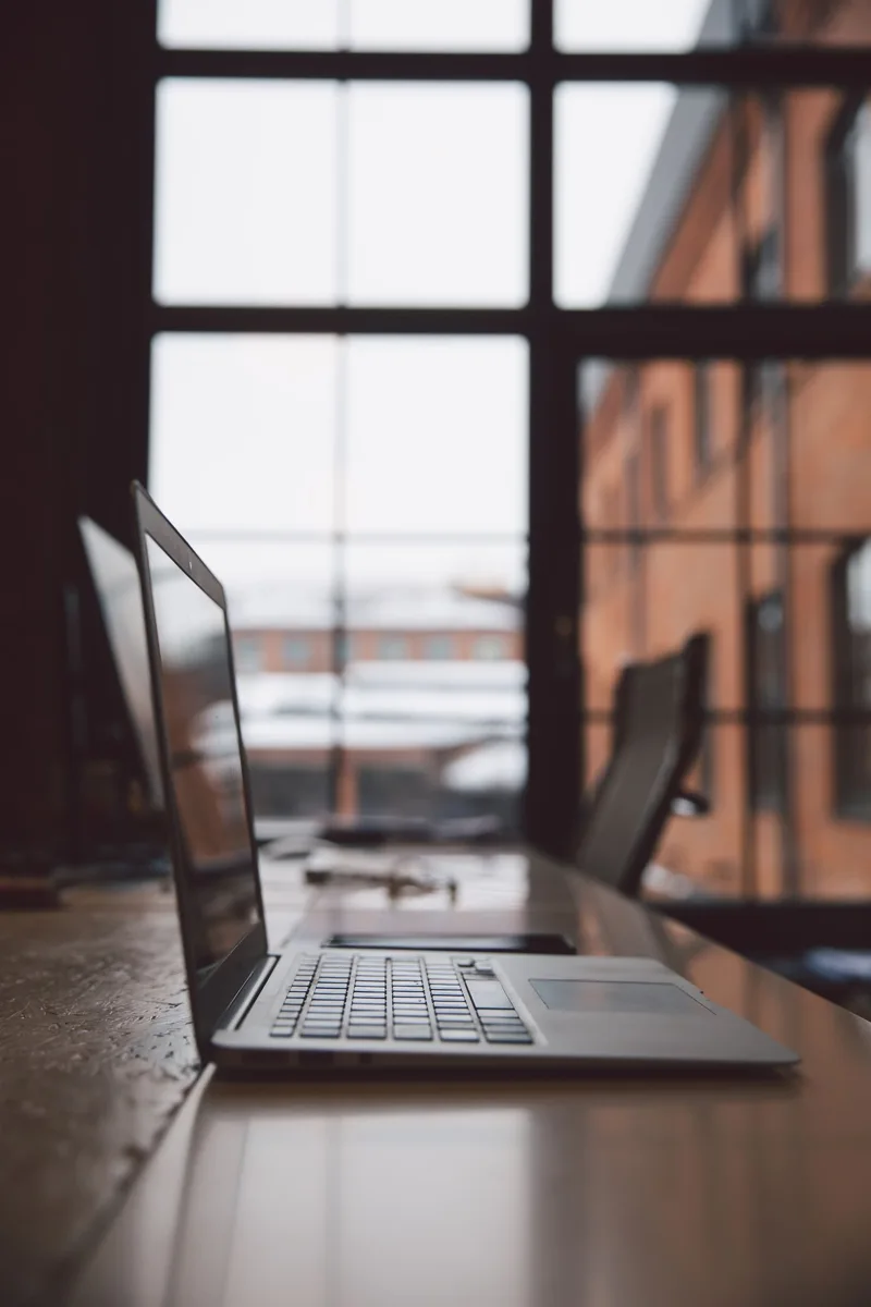 Computer screen and workspace in natural light
