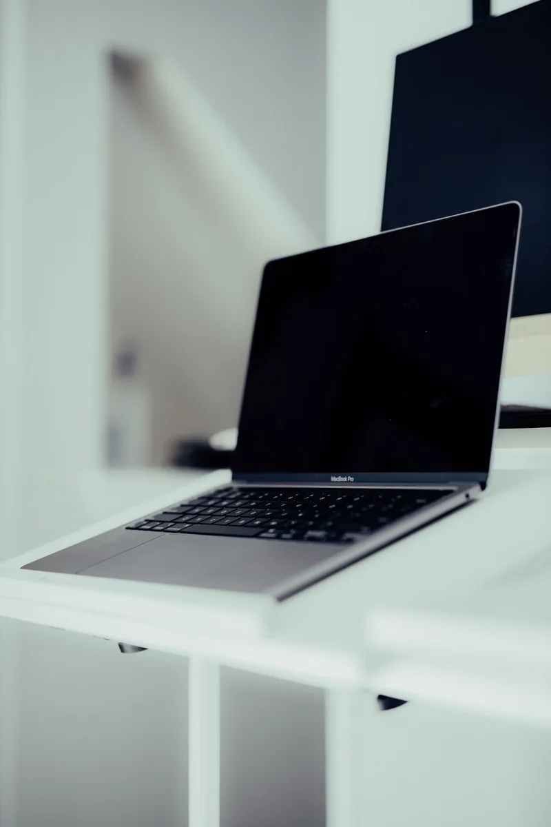 Laptop keyboard and open screen